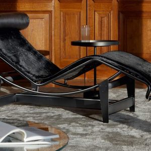4 Chaise longue à réglage continu Noire Durable Cassina